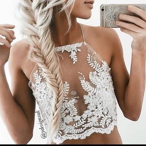 Beautiful Lace & Mesh Handmade Top - YDESIGNSUK